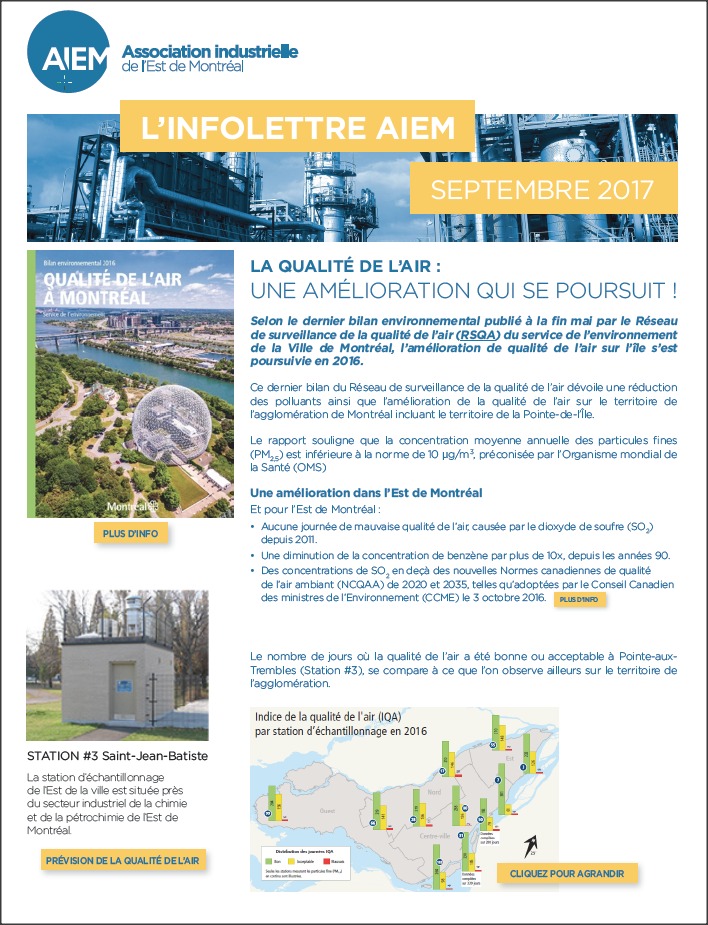 Infolettre AIEM Qualité de l'air 2017