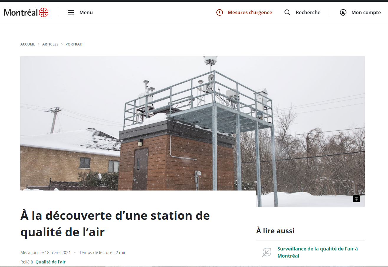 Extrait site ville montreal station qualite air