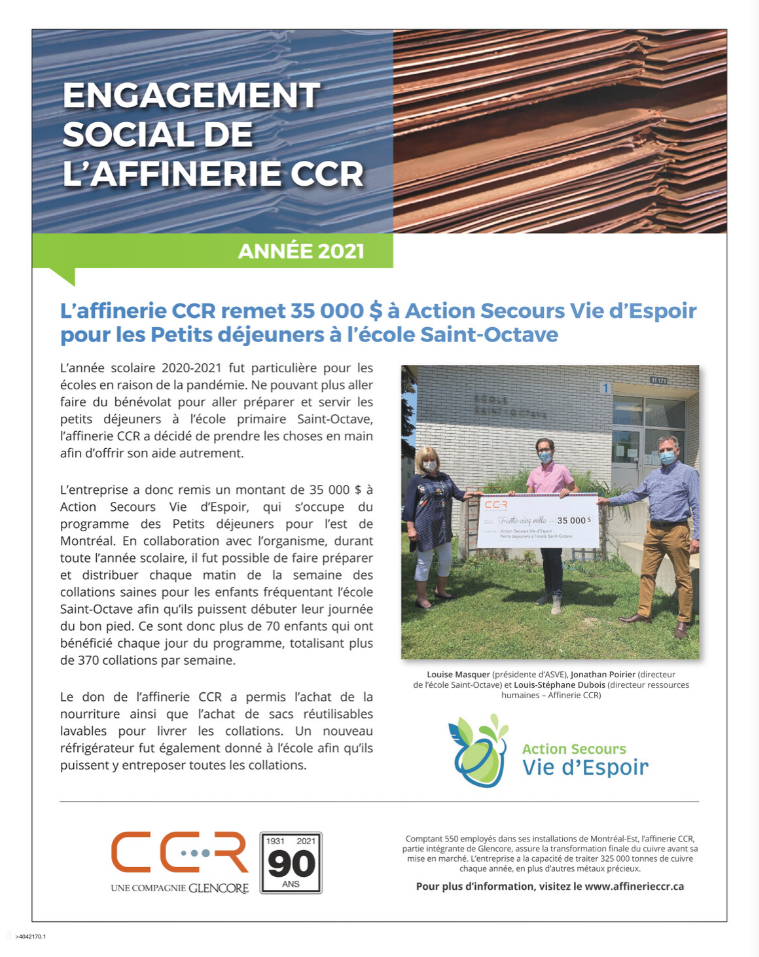 CCR remise de cheque ASVE